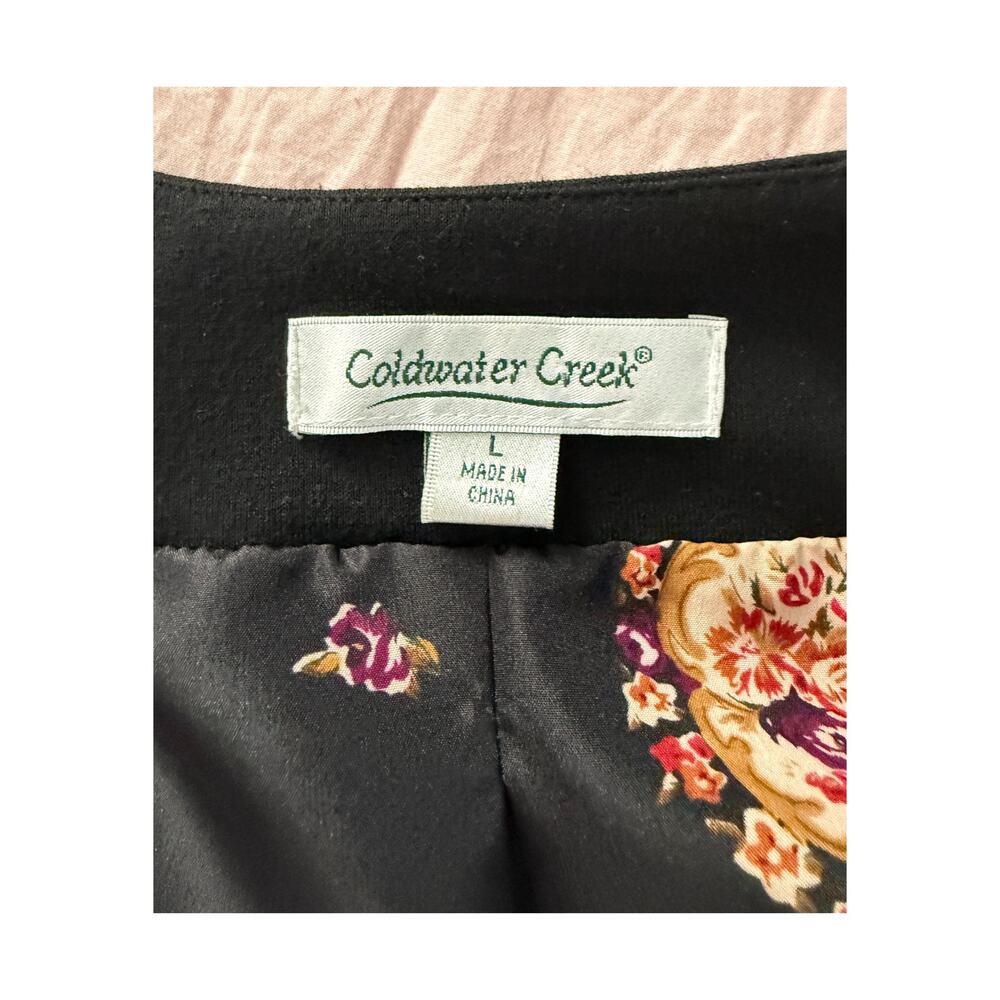 Coldwater Creek Blazer Size L Open Front Jacket Black Patchwork Boho Cardigan - Picture 2 of 12